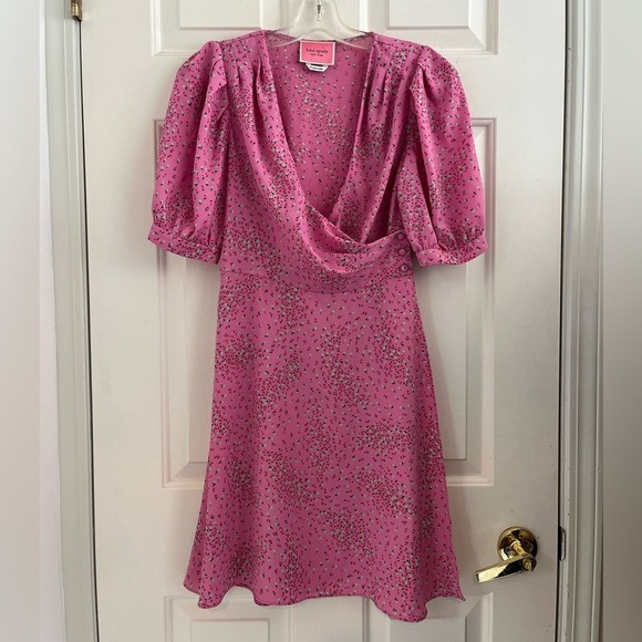 Kate Spade New Meadow Faux Wrap Wrap Dress 0 Floral Pink - Picture 4 of 15